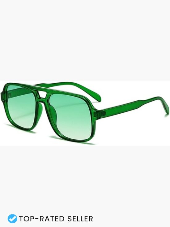 Retro Square Aviator Sunglasses Trendy Oversized Vintage Shades UV400 main image 6